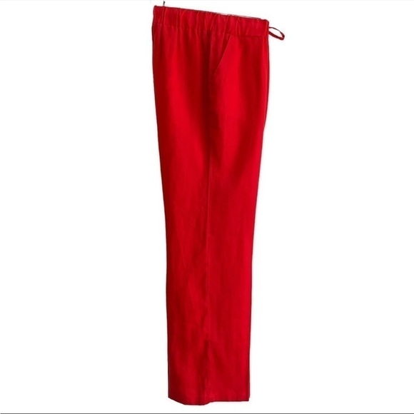 Ellen Tracy Womens Red Linen Pants | Pull-On Trouser Pockets | Size Small - Picture 3 of 9